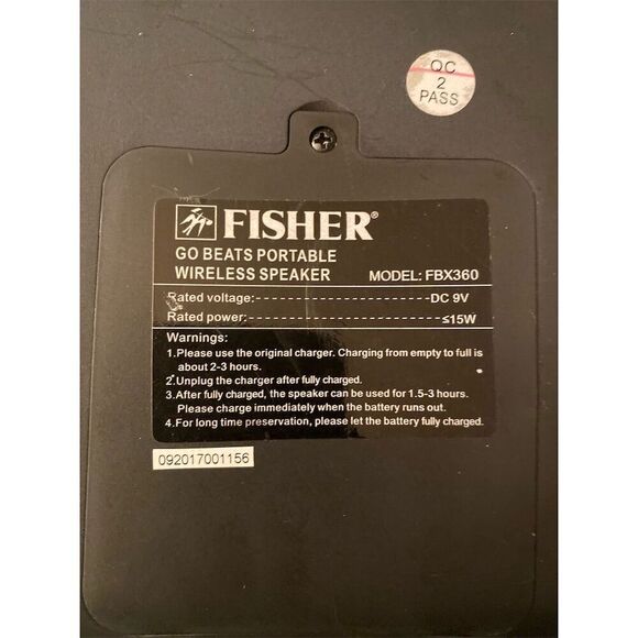 Fisher Go Beats Wireless Portable Speaker Black with TF/USB/Line In - Picture 3 of 7